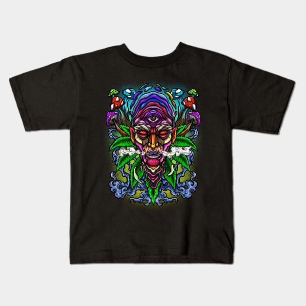 Psychedelic Weed Kids T-Shirt by XXII Designs